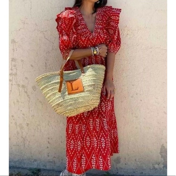 ZARA RED EMBROIDERED DRESS - Picture 5 of 7